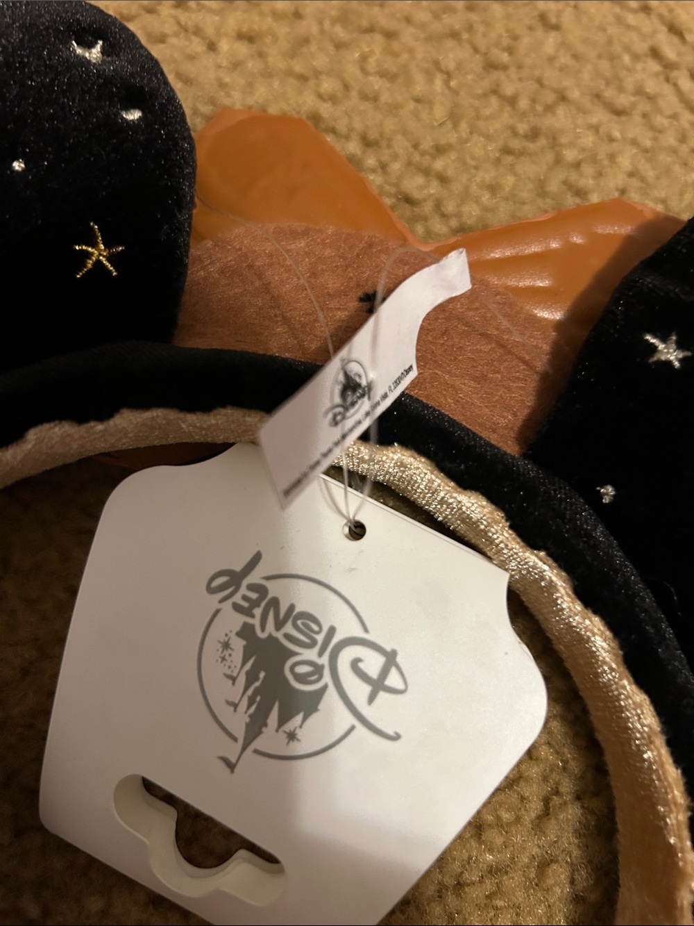 Disney Black Velvet Kids Ear Headband with Gold Moon & Brown Bow - Picture 7 of 7
